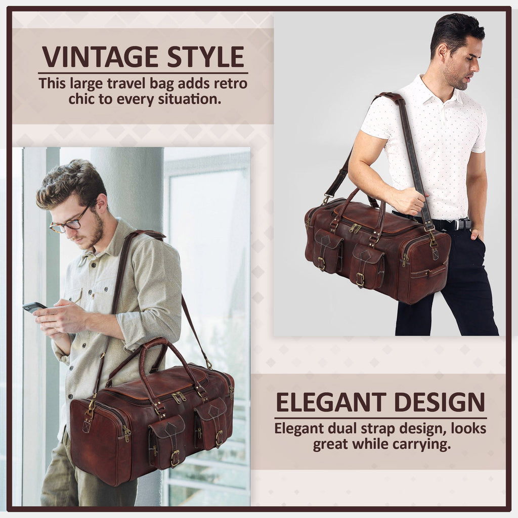 Vintage Dark Brown Traveller Duffle Bag Classy Leather Bags