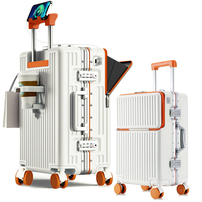 Suitcase Travel Luggage Trolley Front-Opening Large Capacity Aluminum Frame Carry-On Cabin Bag Social Buzz eSIMs