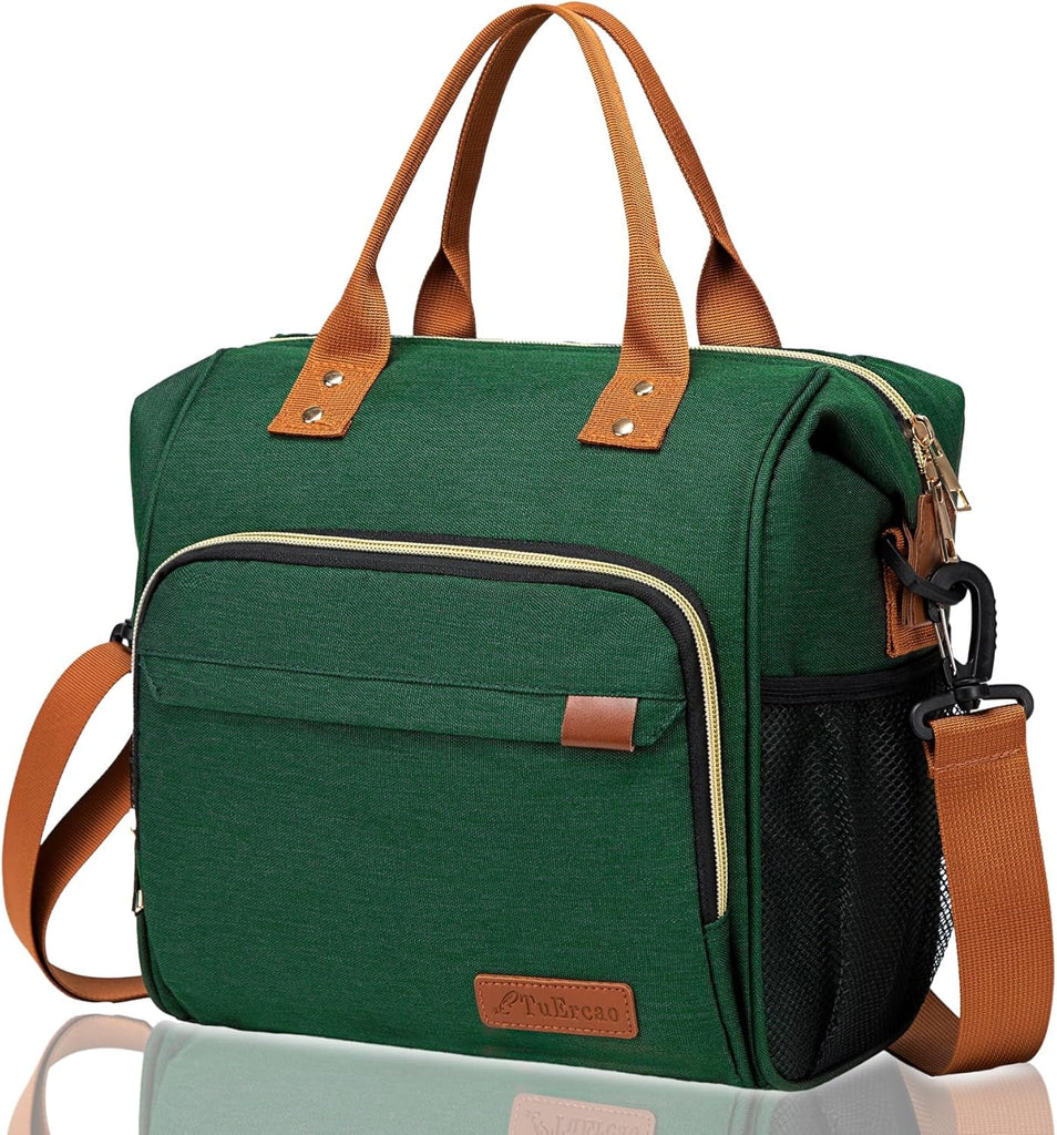 Insulated Lunch Bag Adult Lunch Box for Women for Work Leakproof Soft Cooler for Beach Travel Picnic, Dark Green Rnispir Store