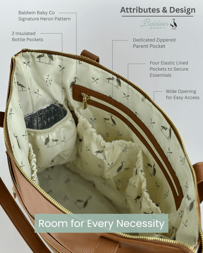 The Lillian Diaper Bag - Cognac Baldwin Baby Company
