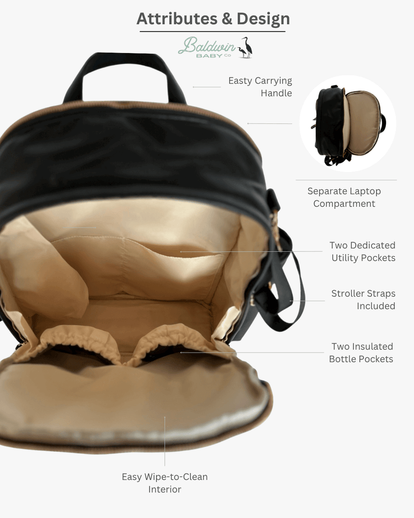 The Daphne Diaper Bag - Onyx Baldwin Baby Company