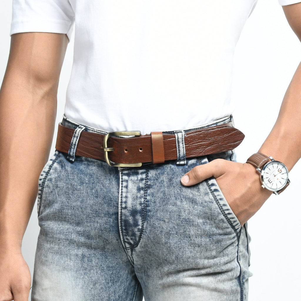 Vibrant Brown Pin Buckle Belt Classy Leather Bags