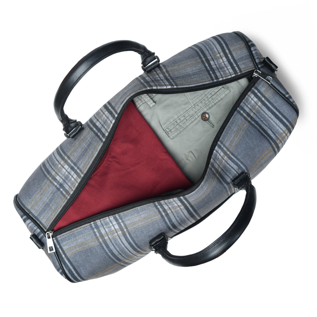 The Highlander Plaid Duffle Bag Classy Leather Bags