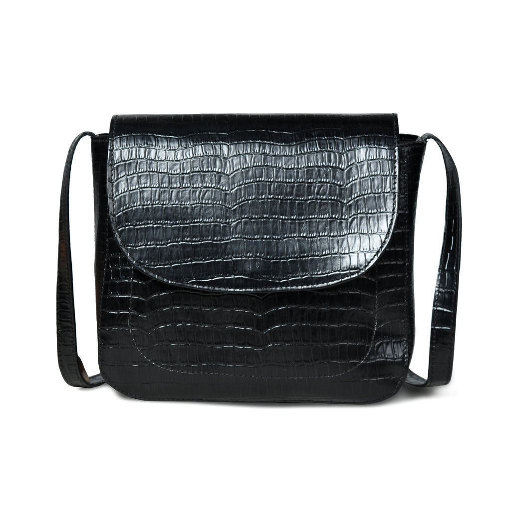Diva Black Croco Sling Bag Classy Leather Bags