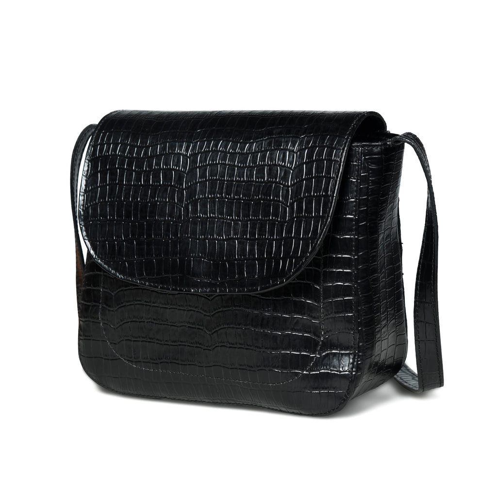 Diva Black Croco Sling Bag Classy Leather Bags