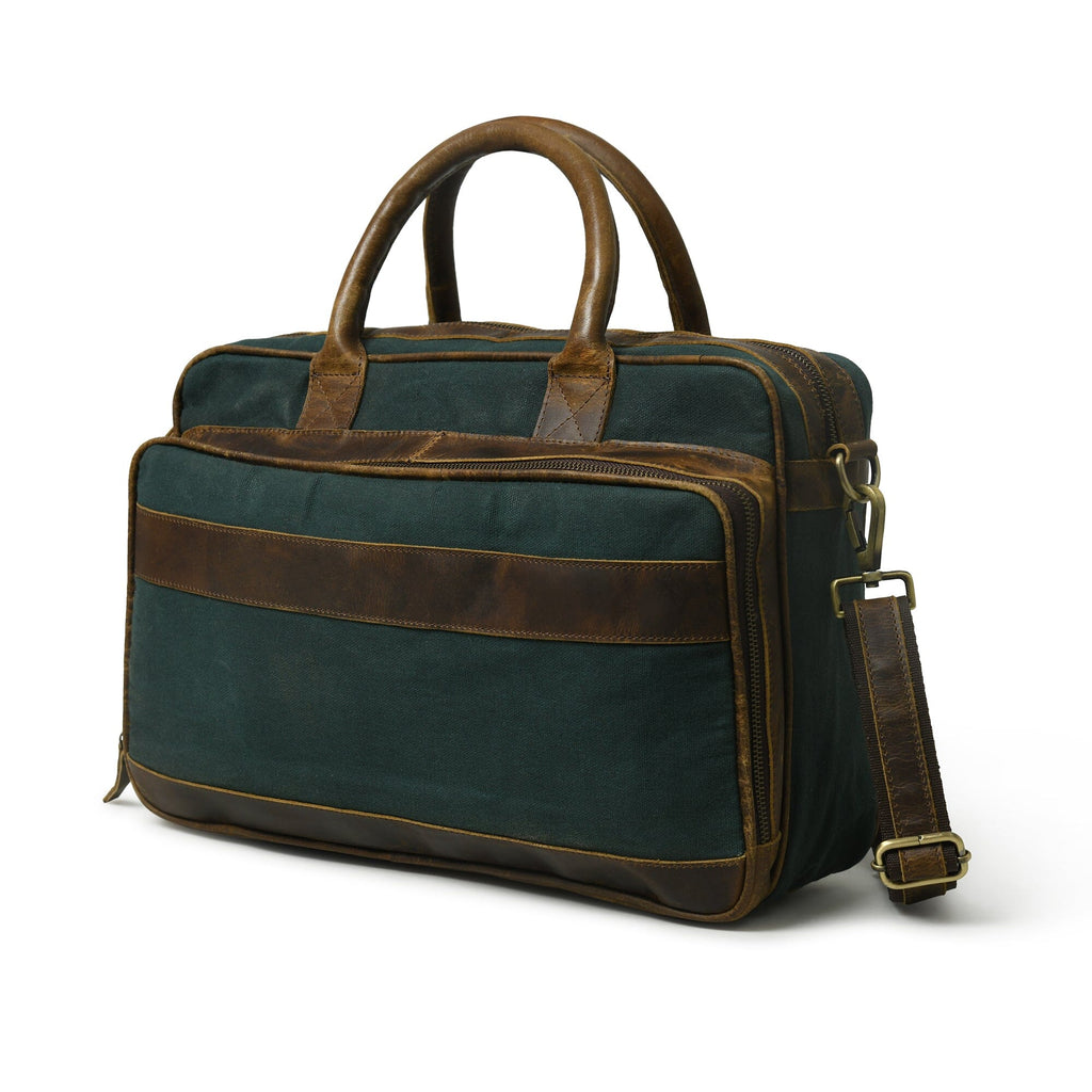 Canvas Green Briefcase Classy Leather Bags