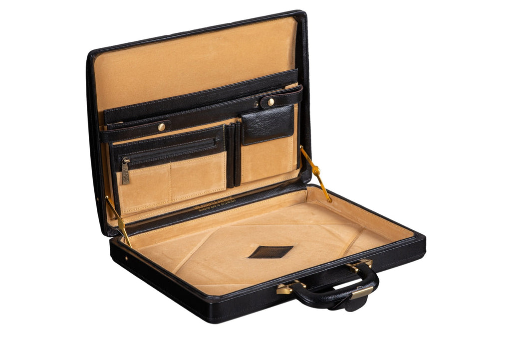 Leather Executive Men's Leather Attache Briefcase - Black Classy Leather Bags