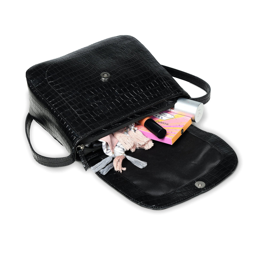 Diva Black Croco Sling Bag Classy Leather Bags