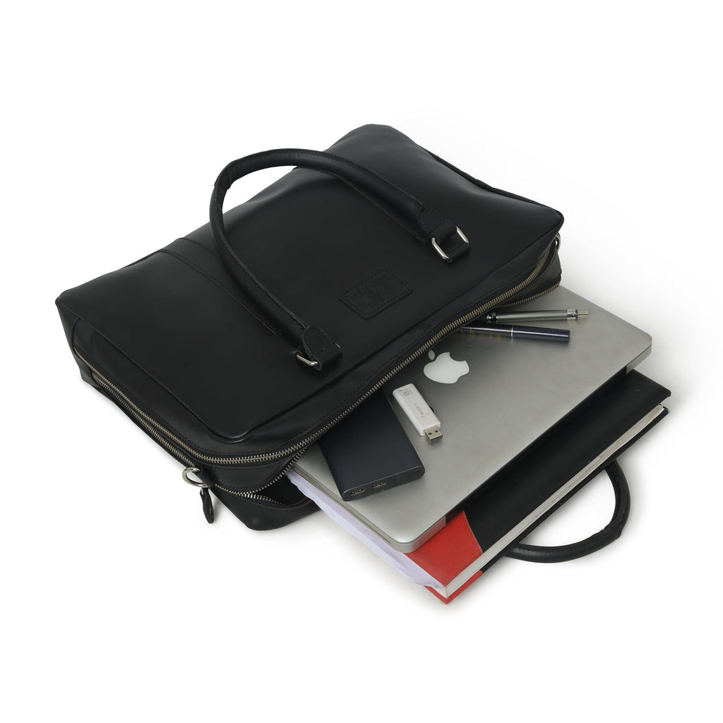 Dixon Black Buffalo Leather Laptop Briefcase Classy Leather Bags