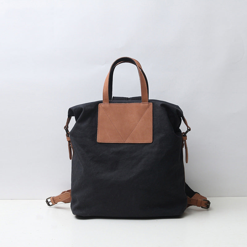 Canvas Backpack Canvas With Full Grain Leather Travel Backpack School Backpack Y8135 RockCow Leather Studio