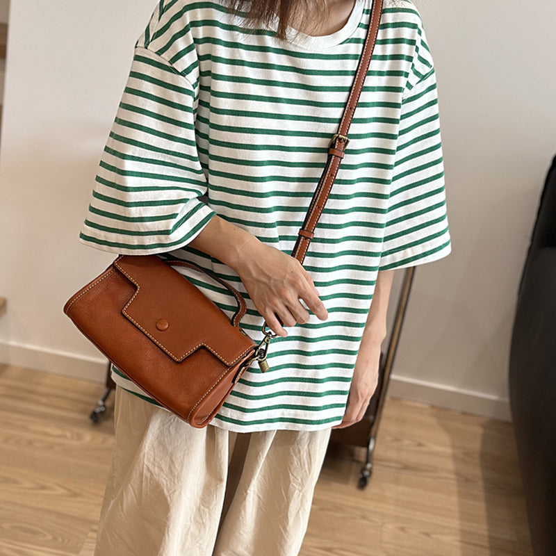 Genuine Leather Satchel handbags, Mini Leather Crossbody Bag with Removable Strap, Vintage Leather City Bag RockCow Leather Studio