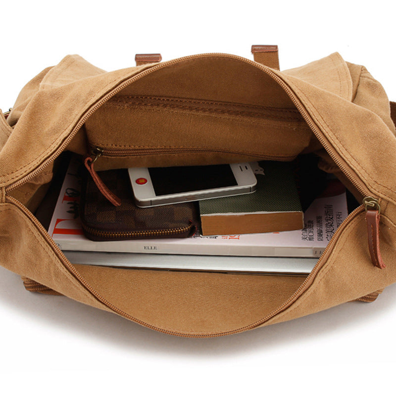 Retro DSLR Camera Bag Canvas Camera Messenger Bag Shoulder Bag QSM1234 RockCow Leather Studio