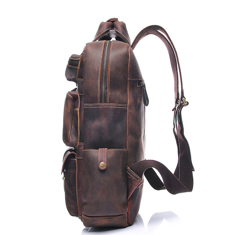 Men Retro Travel Backpack Crazy Horse Leather Backpack Large Capacity Backpack B826 RockCow Leather Studio