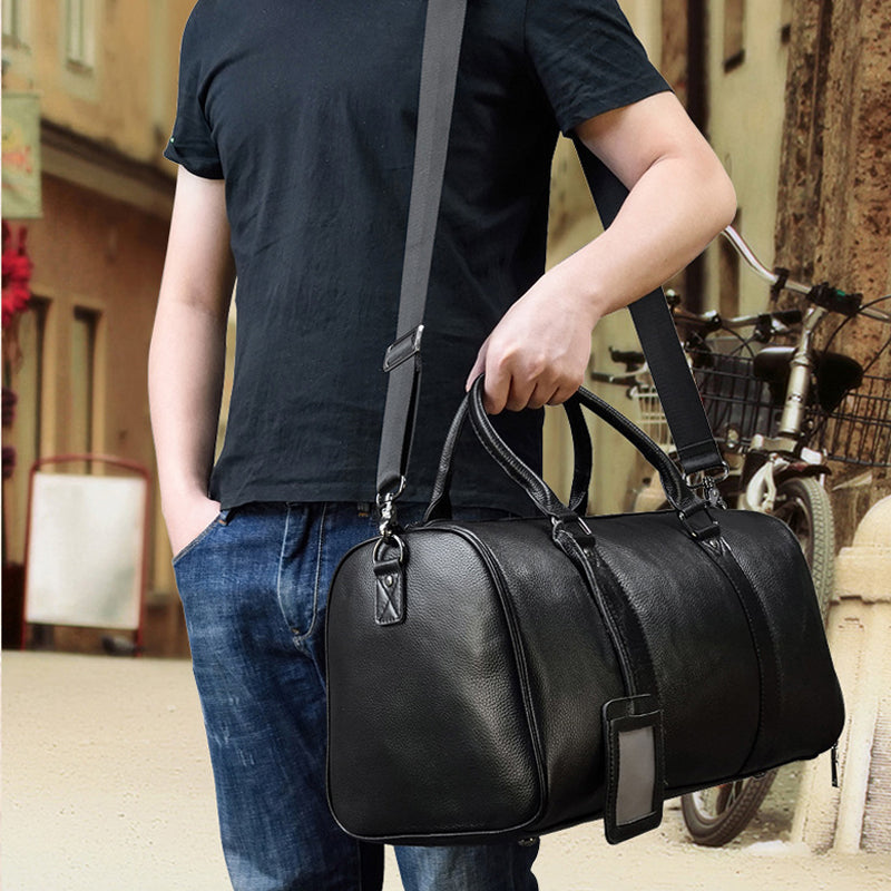 Full Grain Leather Travel Bag With Shoes Compartment, Cowhide Leather Duffle Bag, Overnight Bag RockCow Leather Studio