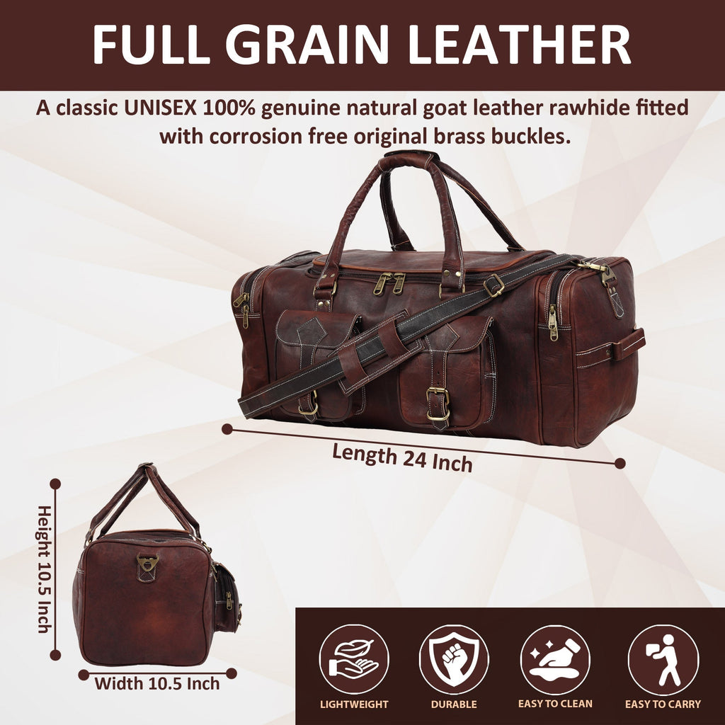 Vintage Dark Brown Traveller Duffle Bag Classy Leather Bags
