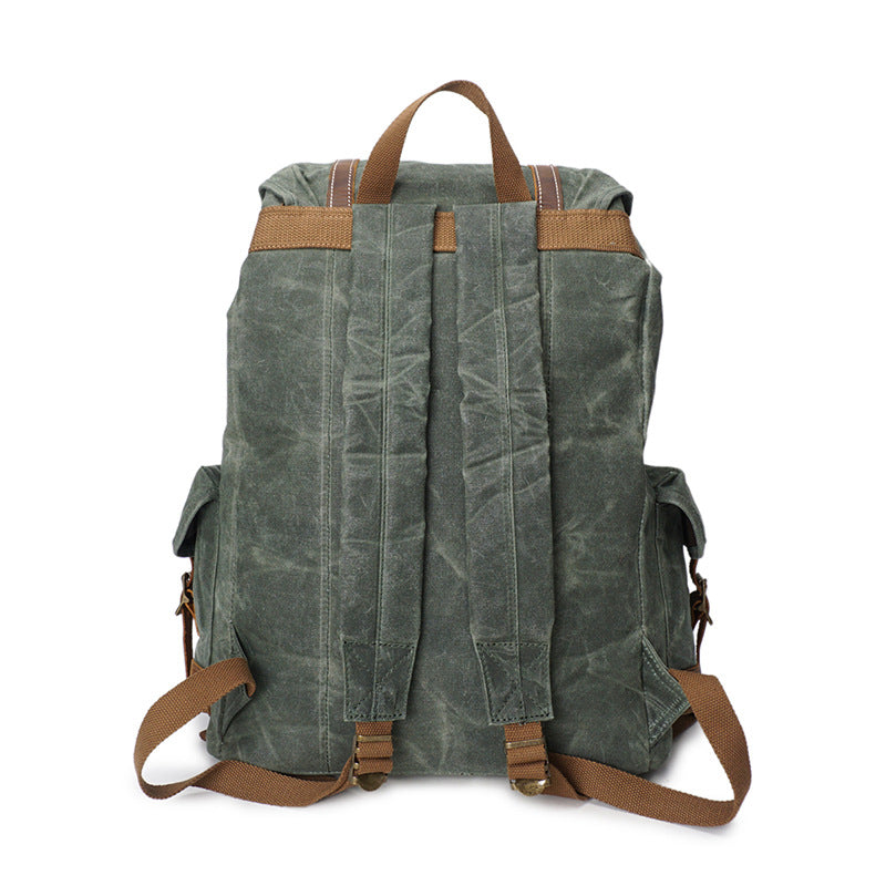 Crazy Horse Canvas Leather Backpack, Travlling Laptop Backpack, Vintage Waterproof Shoulder Outing Bag RockCow Leather Studio