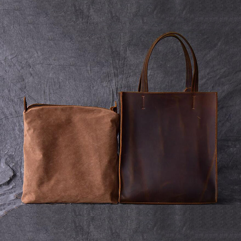 Handmade Tote Bag Crazy Horse Leather Shoulder Bag Shopping Bag RockCow Leather Studio