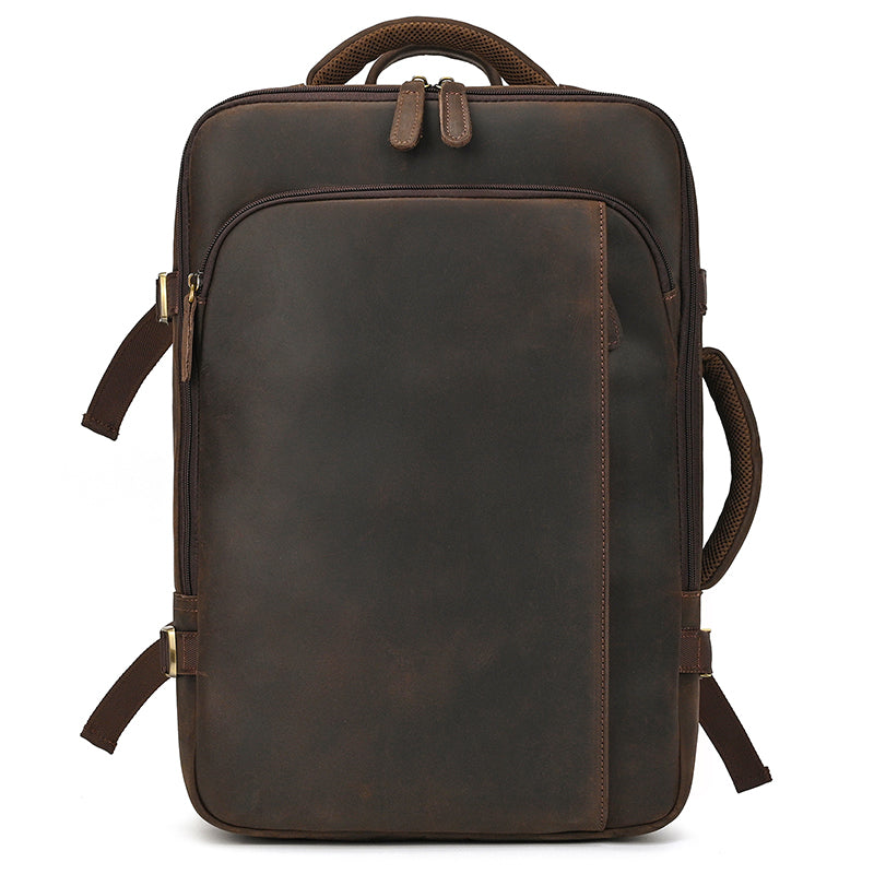 Full Grain Leather Travel Backpack Mens Large Leather Backpack Laptop Backpack Convertible Handbag RockCow Leather Studio