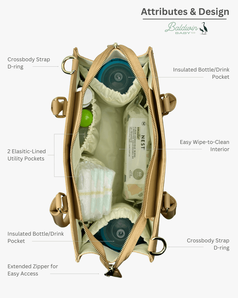 The Montrose Diaper Bag Tote - Dune Baldwin Baby Company