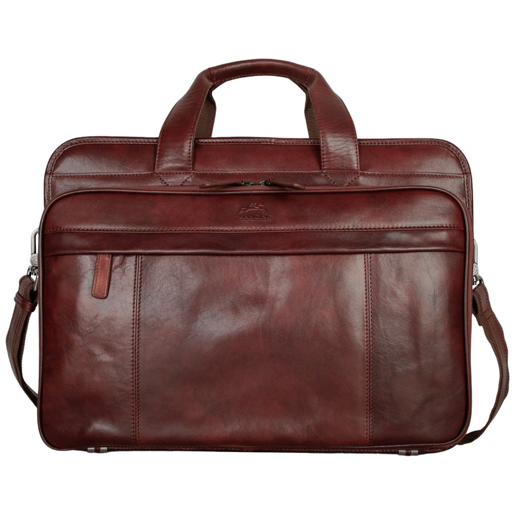 Mancini Pelle D’oro Double Compartment Top Zipper 15.6” Laptop / Tablet Briefcase Mancini