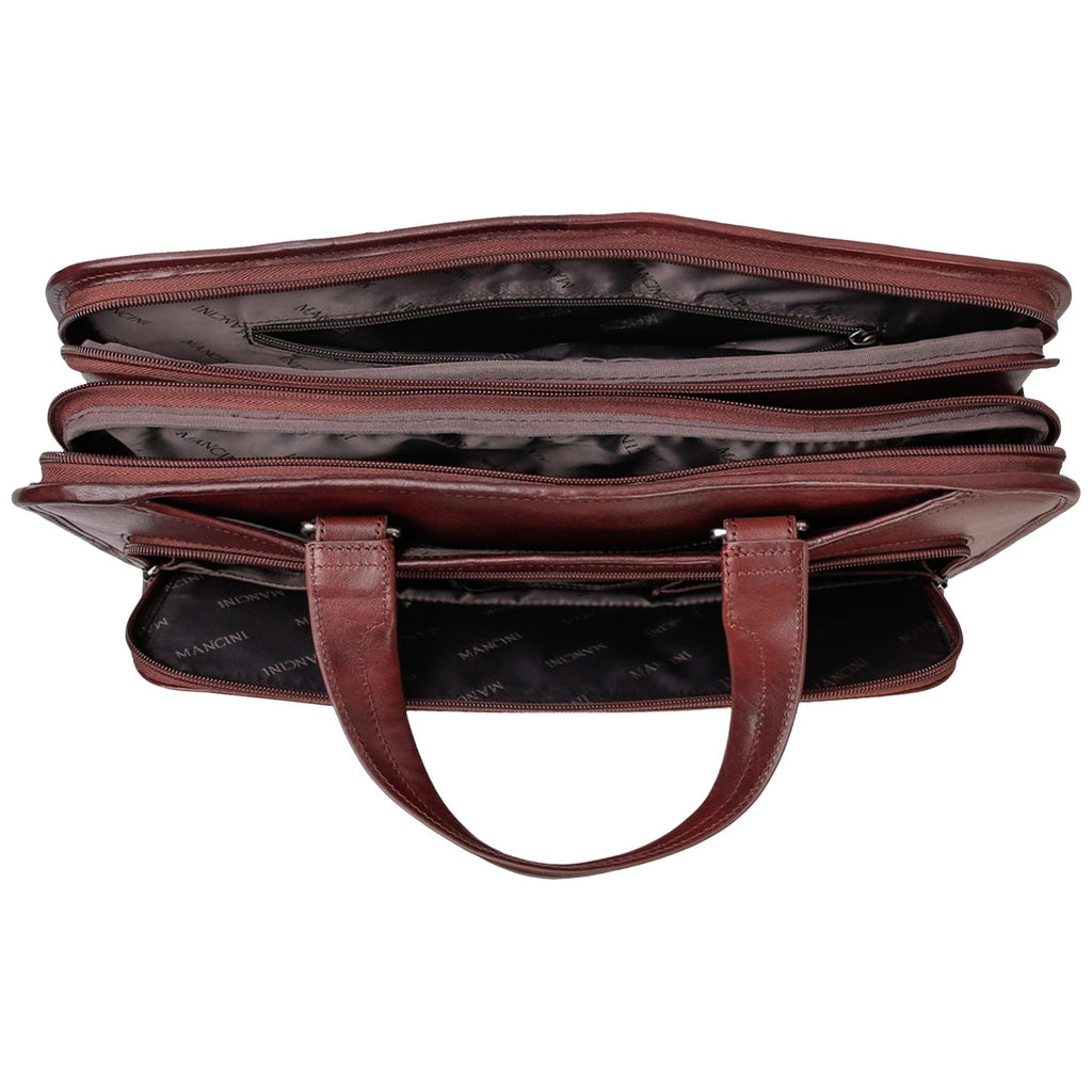 Mancini Pelle D’oro Triple Compartment 15.6” Laptop / Tablet Briefcase Mancini