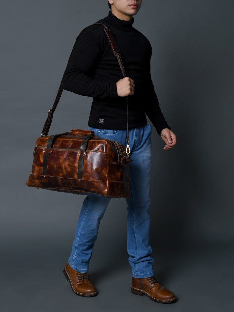 Espresso Elegance Carry on Duffle, Saddle Tan Classy Leather Bags