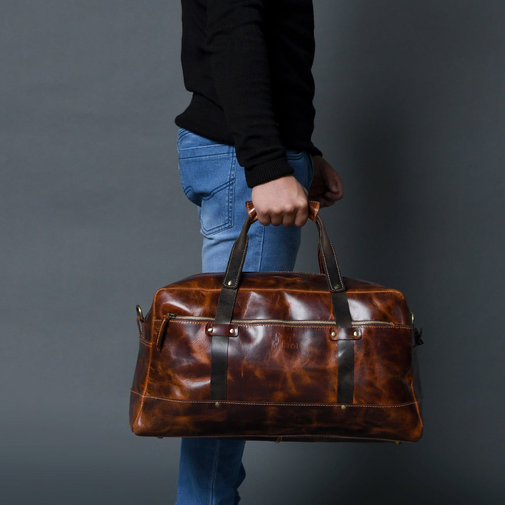 Espresso Elegance Carry on Duffle, Saddle Tan Classy Leather Bags