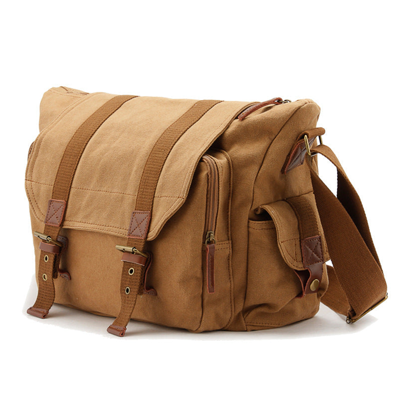 Retro DSLR Camera Bag Canvas Camera Messenger Bag Shoulder Bag QSM1234 RockCow Leather Studio
