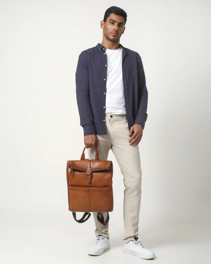 Boconi Darius Roll-Top Leather Backpack Boconi