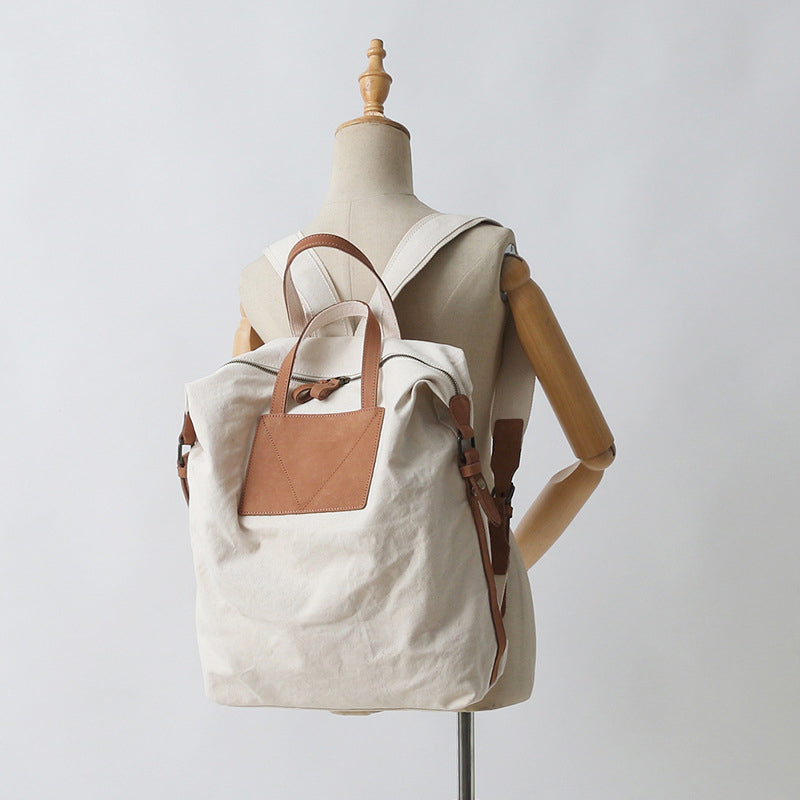 Canvas Backpack Canvas With Full Grain Leather Travel Backpack School Backpack Y8135 RockCow Leather Studio