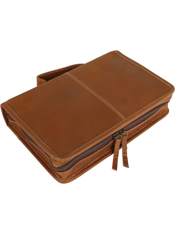 Classic Bible Leather Cover - Tan Classy Leather Bags