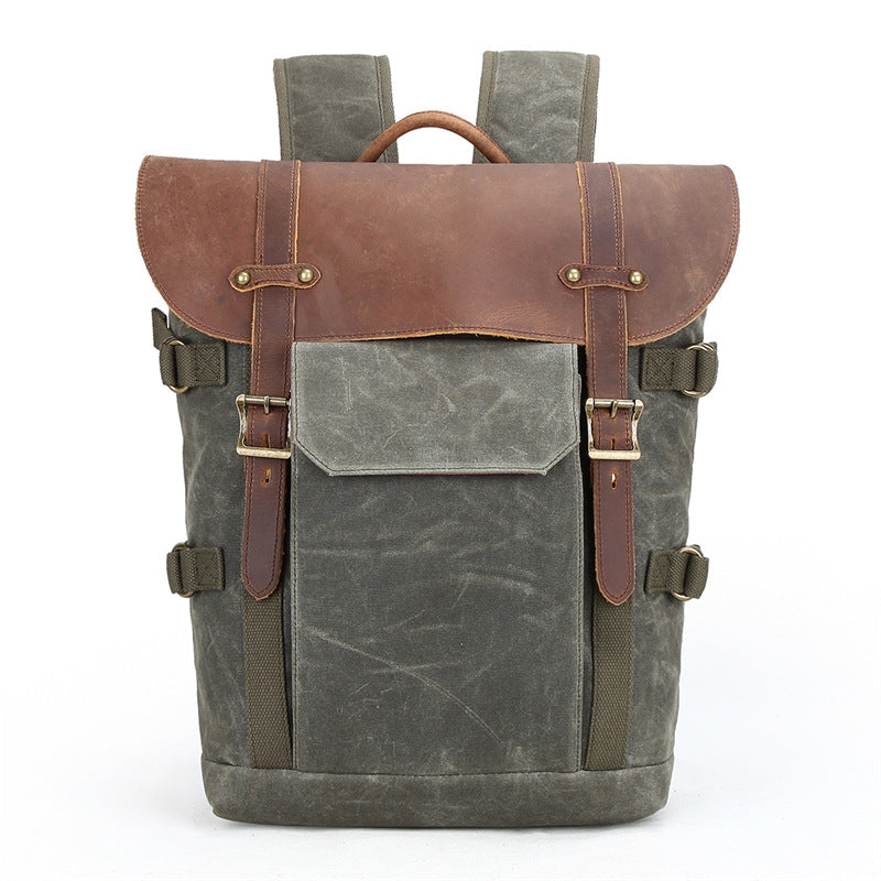 DSLR Camera Backpack Waxed Canvas Camera Backpack Waterproof Backpack RockCow Leather Studio