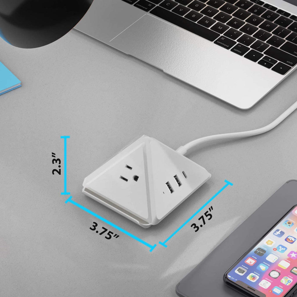 21W USB Power Strip - Grounded Dual USB + USB-C - 2 USA Input - Surge Protection (PS-3B3U-21W) Ceptics