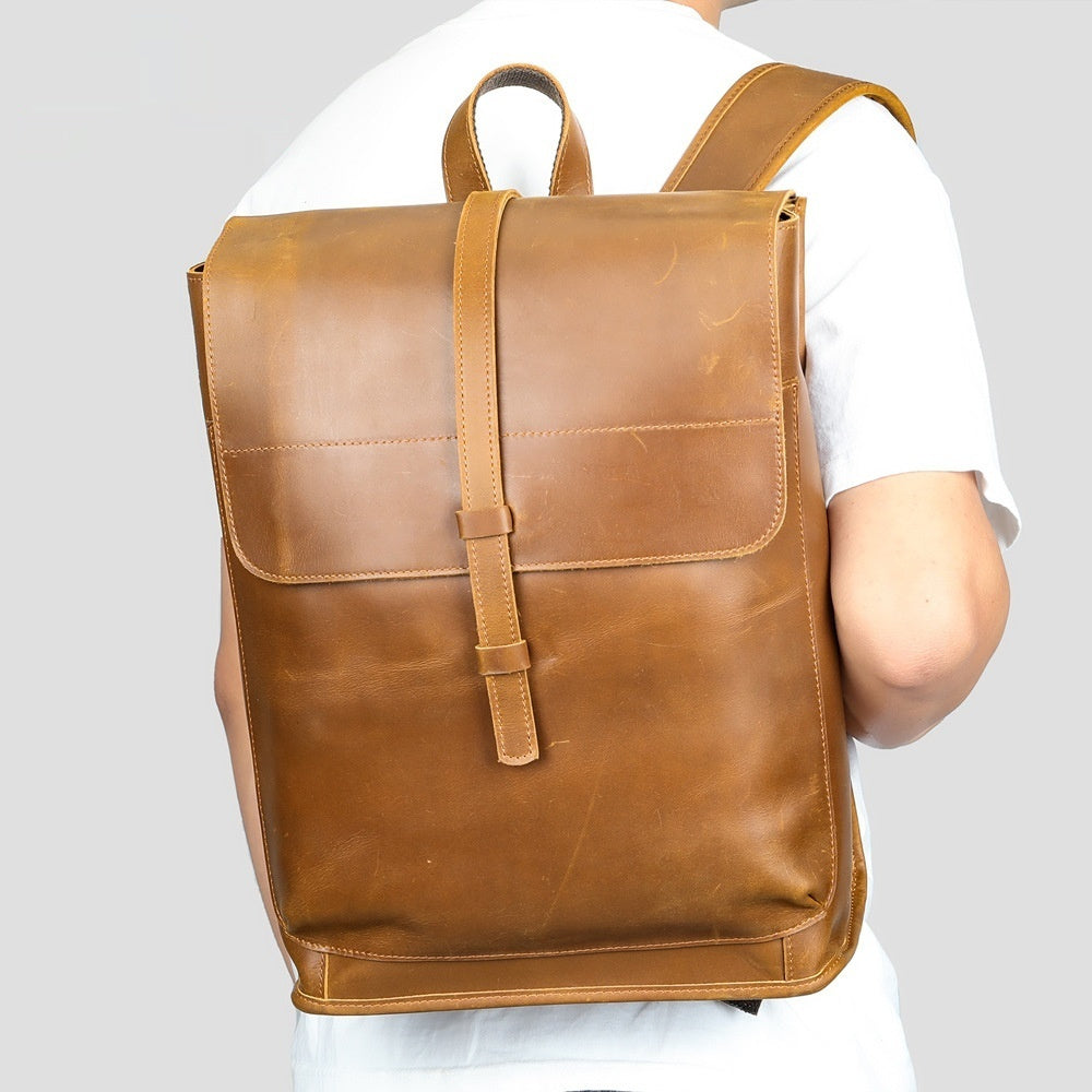 Leather Horse Leather Outdoor Bag Large Capacity Leisure Laptop Travel Backpack Social Buzz eSIMs