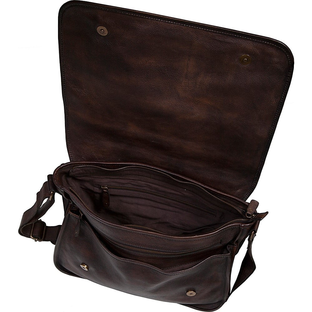 Scully Leather Goat Washed Messenger Brief Chocolate Scully