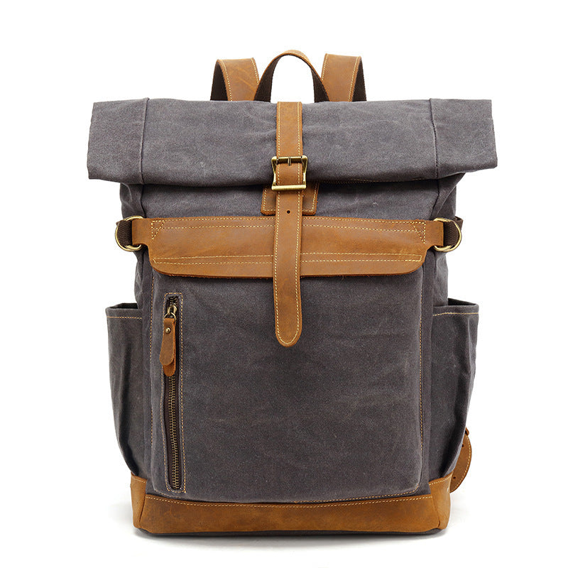Backpack Crazy Horse Leather Leisure Travel Bag Men's Backpack Oil Wax Handheld Canvas Computer Social Buzz eSIMs