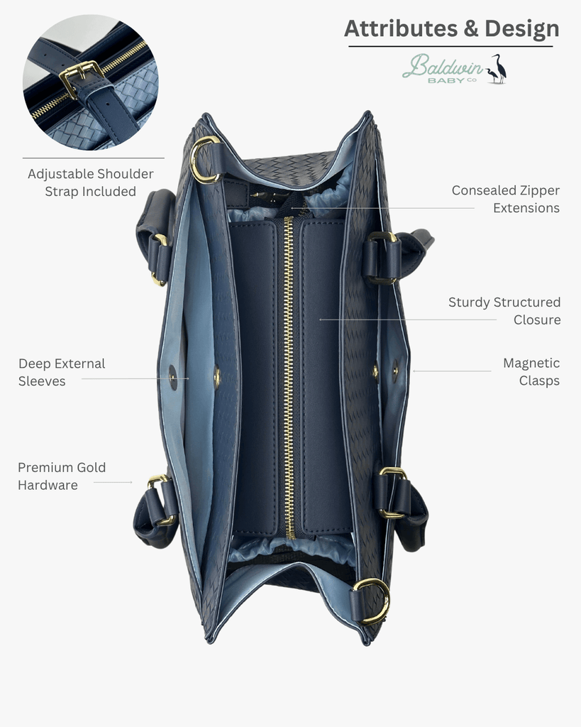 The Montrose Diaper Bag Tote - Cobalt Baldwin Baby Company