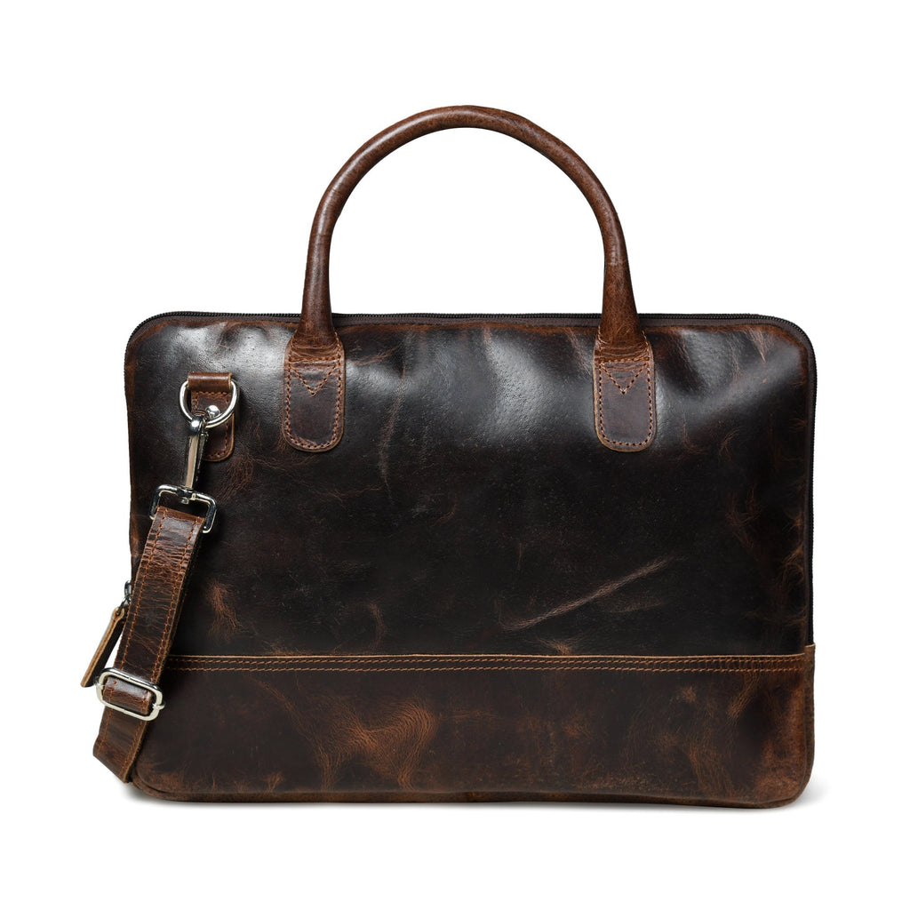 Modernist Leather Laptop Bag-Dark Brown Classy Leather Bags