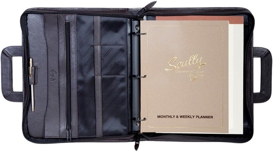 Scully Leather Soft Plonge Leather Zip Binder With Drop Handles Scully