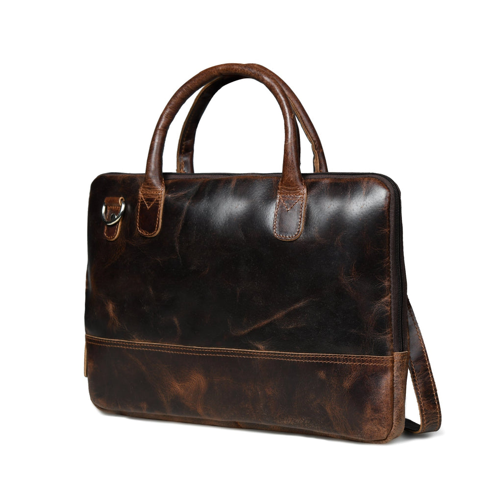Modernist Leather Laptop Bag-Dark Brown Classy Leather Bags