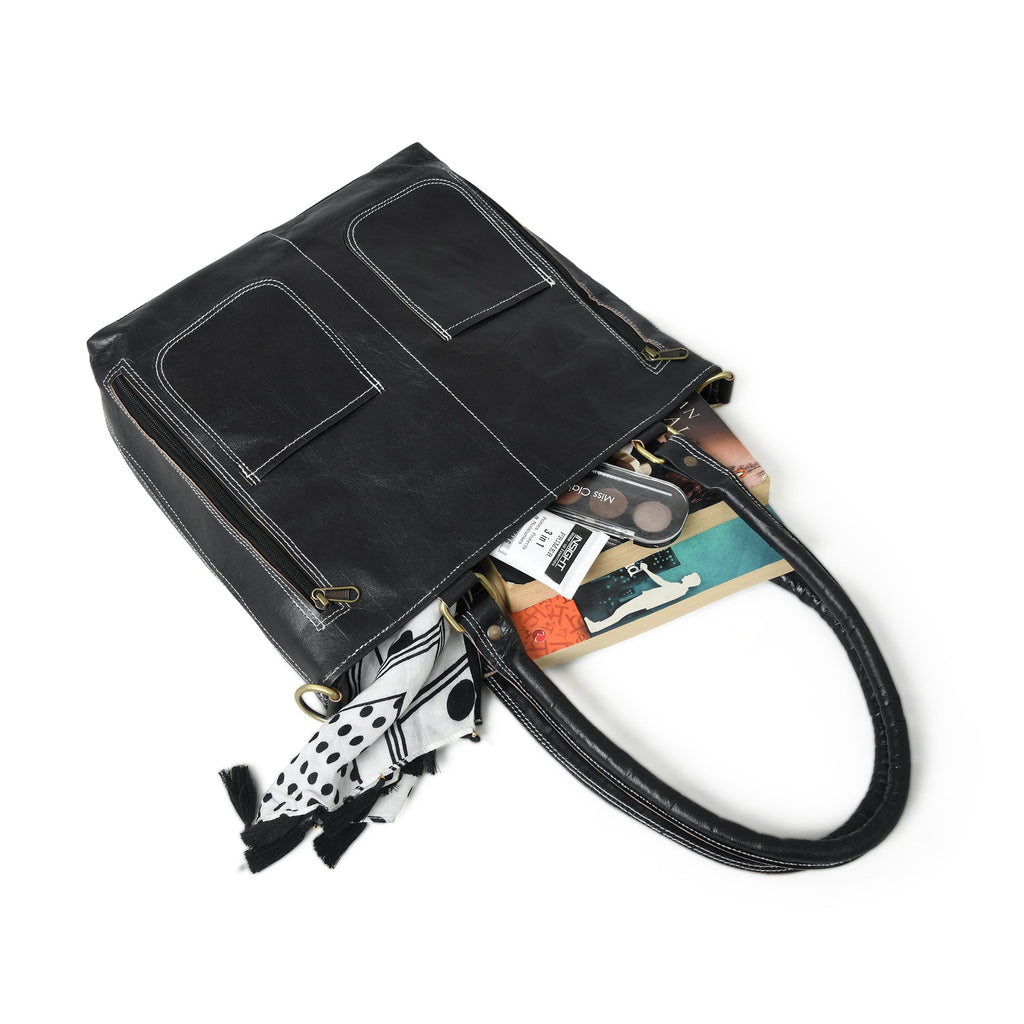 Black Terry Tote Classy Leather Bags