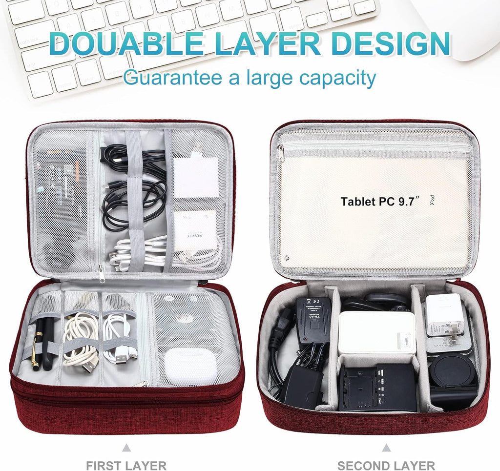 Electronics Organizer Travel, Travel Cord Organizer Case, Compact Electronics Accessories Bag for Cable, Cord, Charger, Phone Rnispir Store