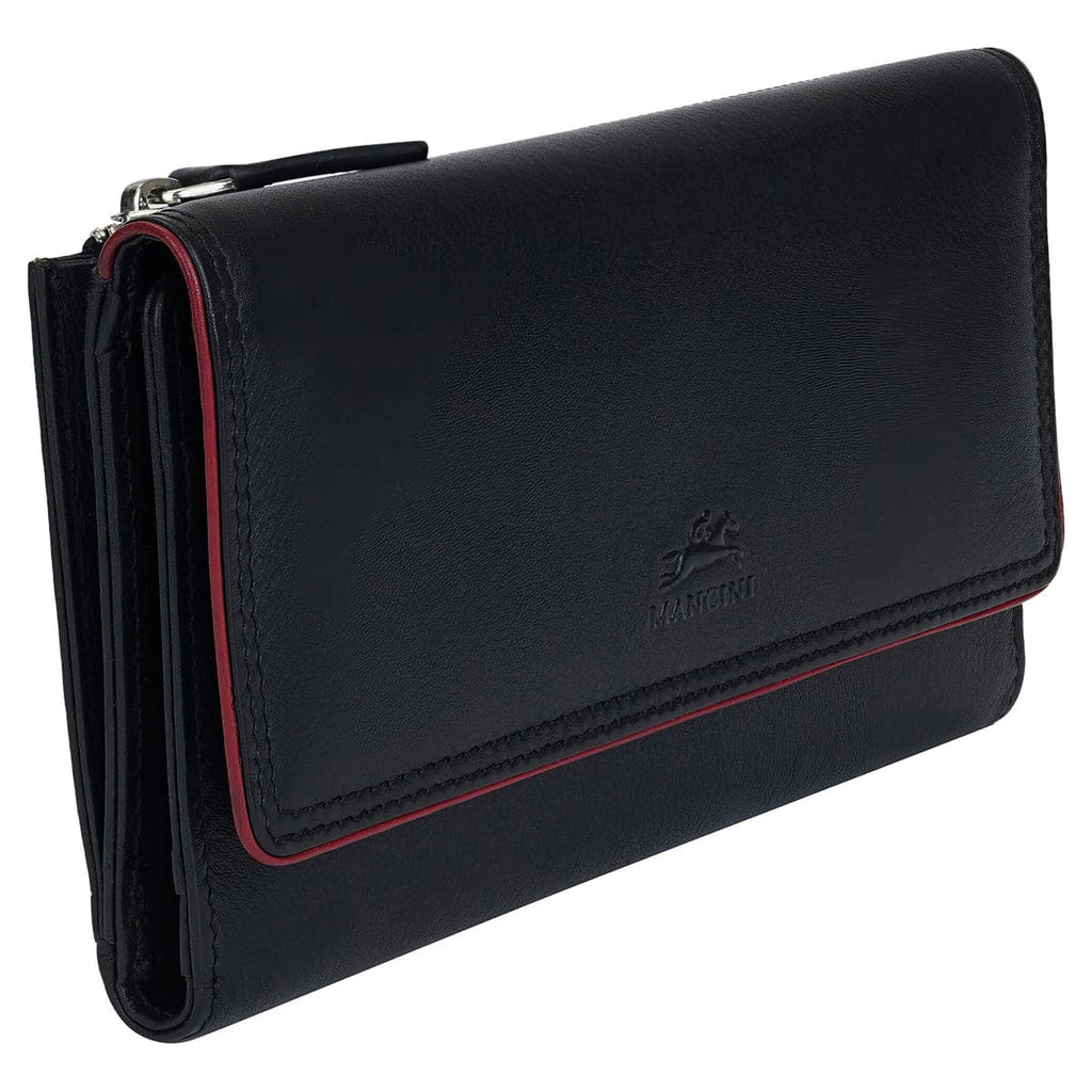 Mancini Sonoma Women’s Medium Flapover Clutch Trifold Wallet with RFID Protection Mancini