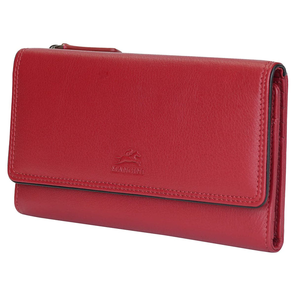 Mancini Sonoma Women’s Medium Flapover Clutch Trifold Wallet with RFID Protection Mancini