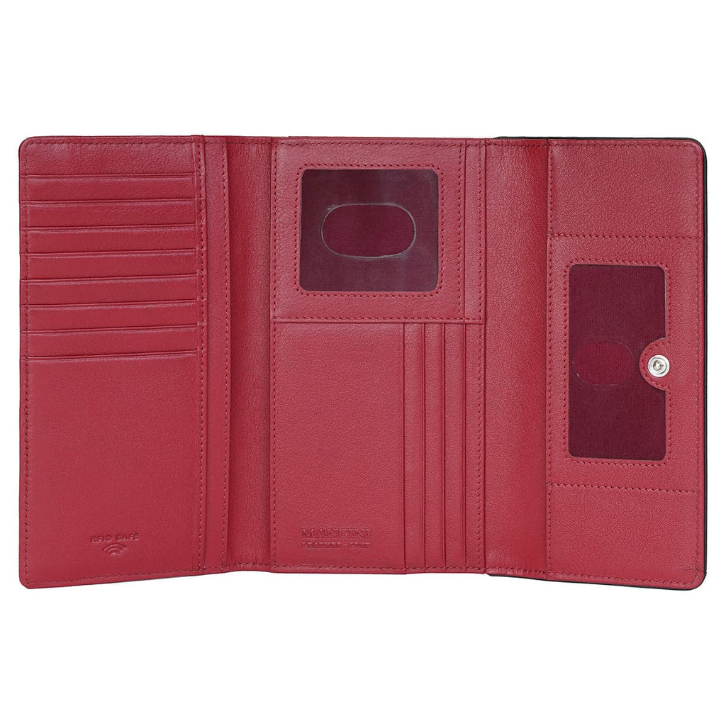 Mancini Sonoma Women’s Medium Flapover Clutch Trifold Wallet with RFID Protection Mancini