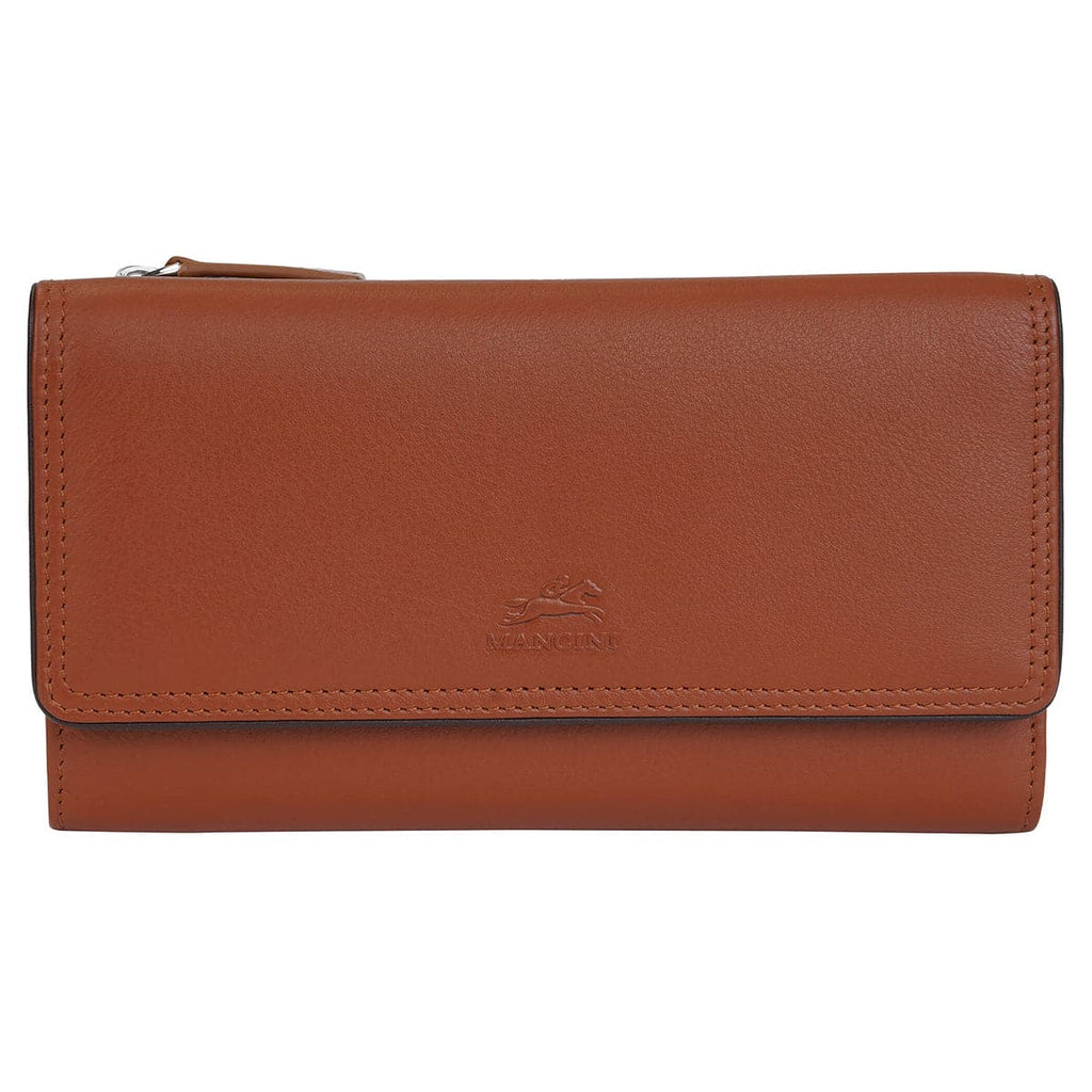Mancini Sonoma Women’s Medium Flapover Clutch Trifold Wallet with RFID Protection Mancini