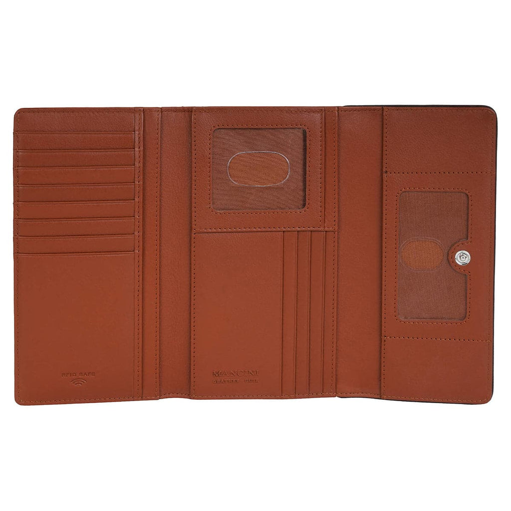 Mancini Sonoma Women’s Medium Flapover Clutch Trifold Wallet with RFID Protection Mancini