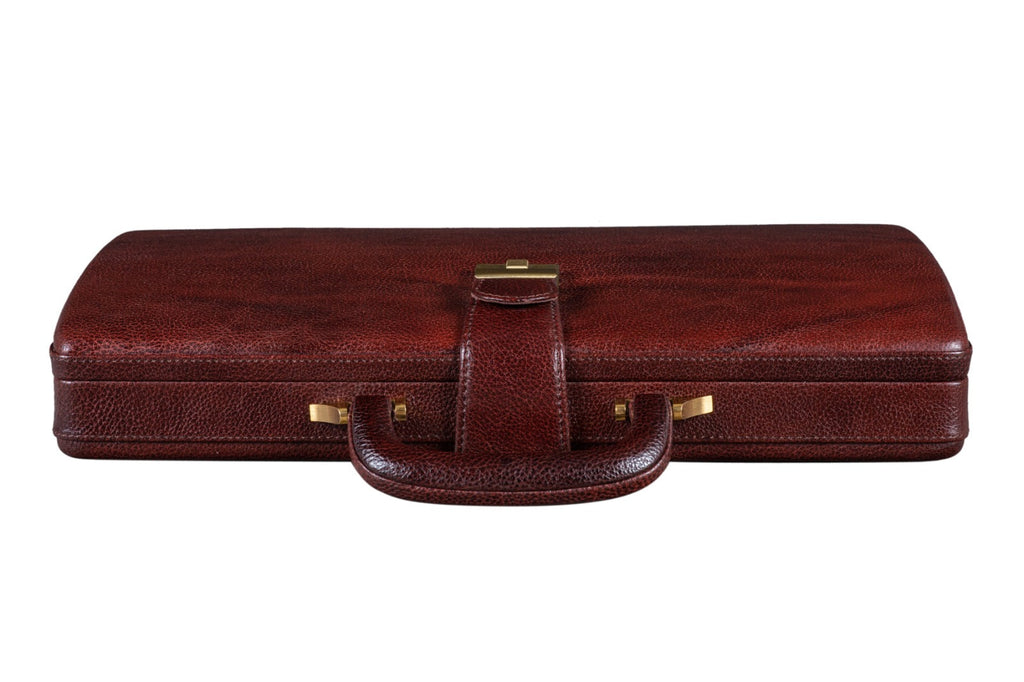 Executive Men's Leather Attache Briefcase Brown/Cherry Red Classy Leather Bags