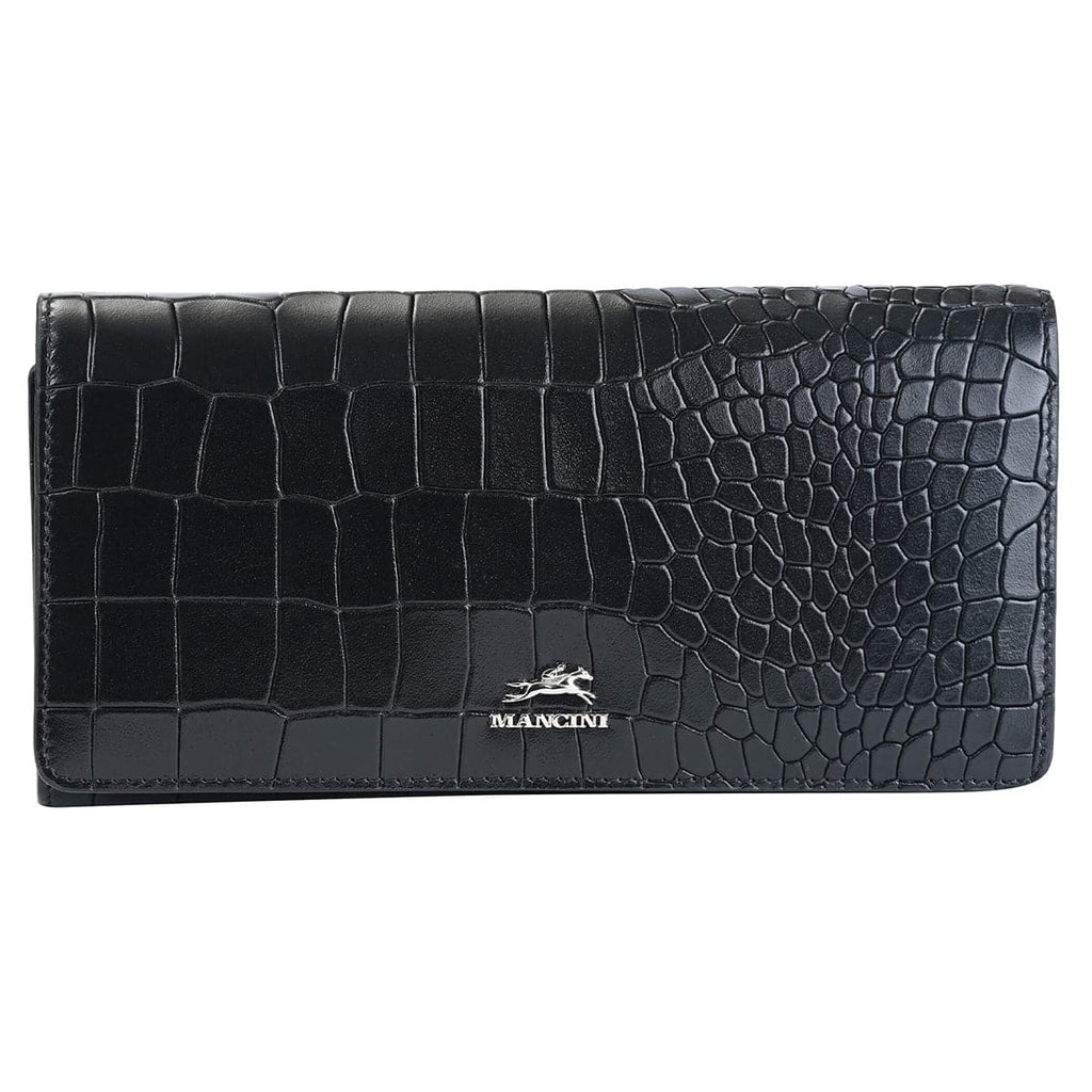 Mancini Croco2 Women’s Trifold Wallet with Enhanced RFID Security Mancini