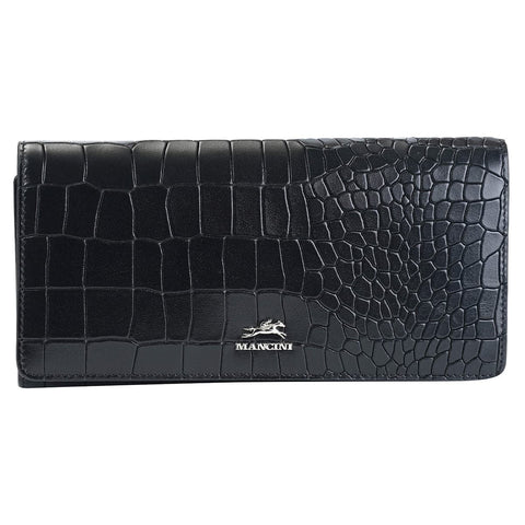 Mancini Croco2 Women’s Trifold Wallet with Enhanced RFID Security Mancini